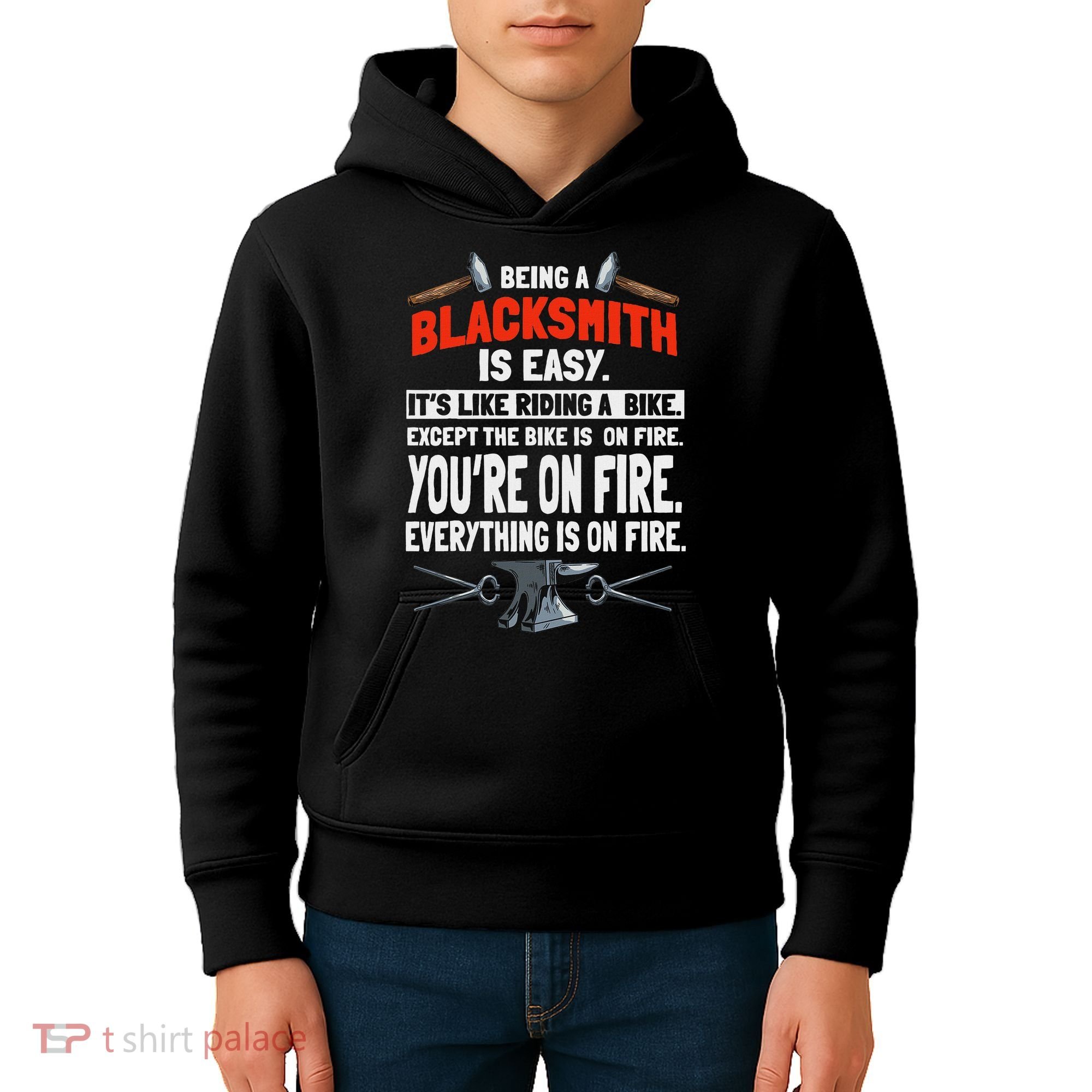 Blacksmith Metalworker Sl Workers Forge Metal Anvil Tools Kids Hoodie