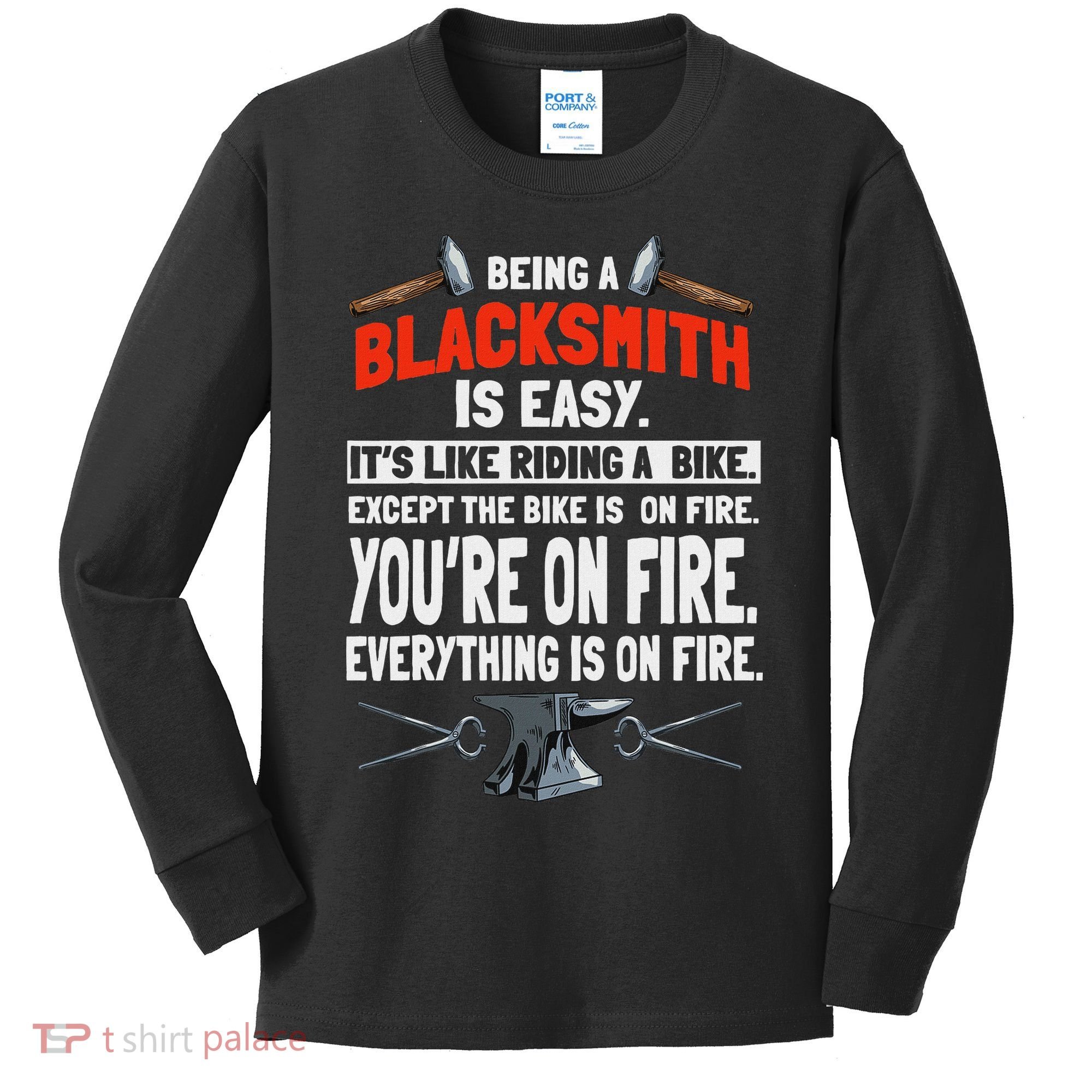 Blacksmith Metalworker Sl Workers Forge Metal Anvil Tools Kids Long Sleeve Shirt