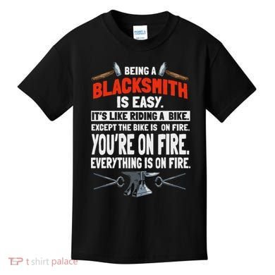 Blacksmith Metalworker Sl Workers Forge Metal Anvil Tools Kids T-Shirt