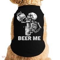 Beer Me Skeleton Scary Spooky Drinking  Doggie Tank thumb 0