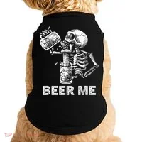 Beer Me Skeleton Scary Spooky Drinking  Doggie Tank thumb 0