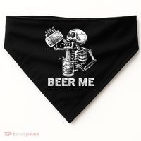 Beer Me Skeleton Scary Spooky Drinking  USA-Made Doggie Bandana thumb 0