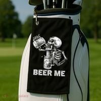 Beer Me Skeleton Scary Spooky Drinking  Golf Towel thumb 2