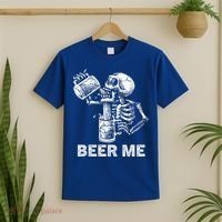 Beer Me Skeleton Scary Spooky Drinking  T-Shirt thumb 2
