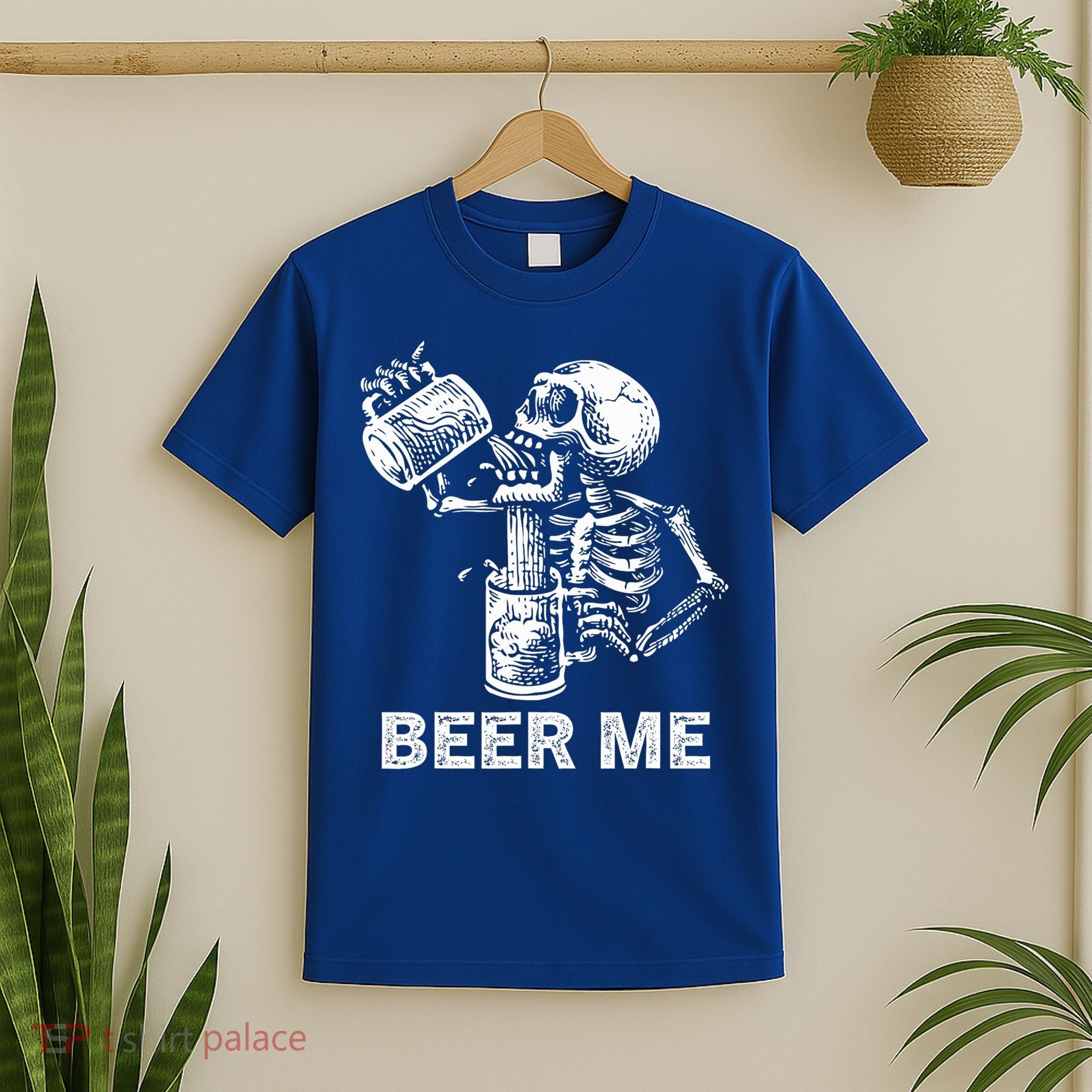 Beer Me Skeleton Scary Spooky Drinking  T-Shirt