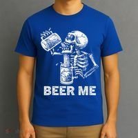 Beer Me Skeleton Scary Spooky Drinking  T-Shirt thumb 3