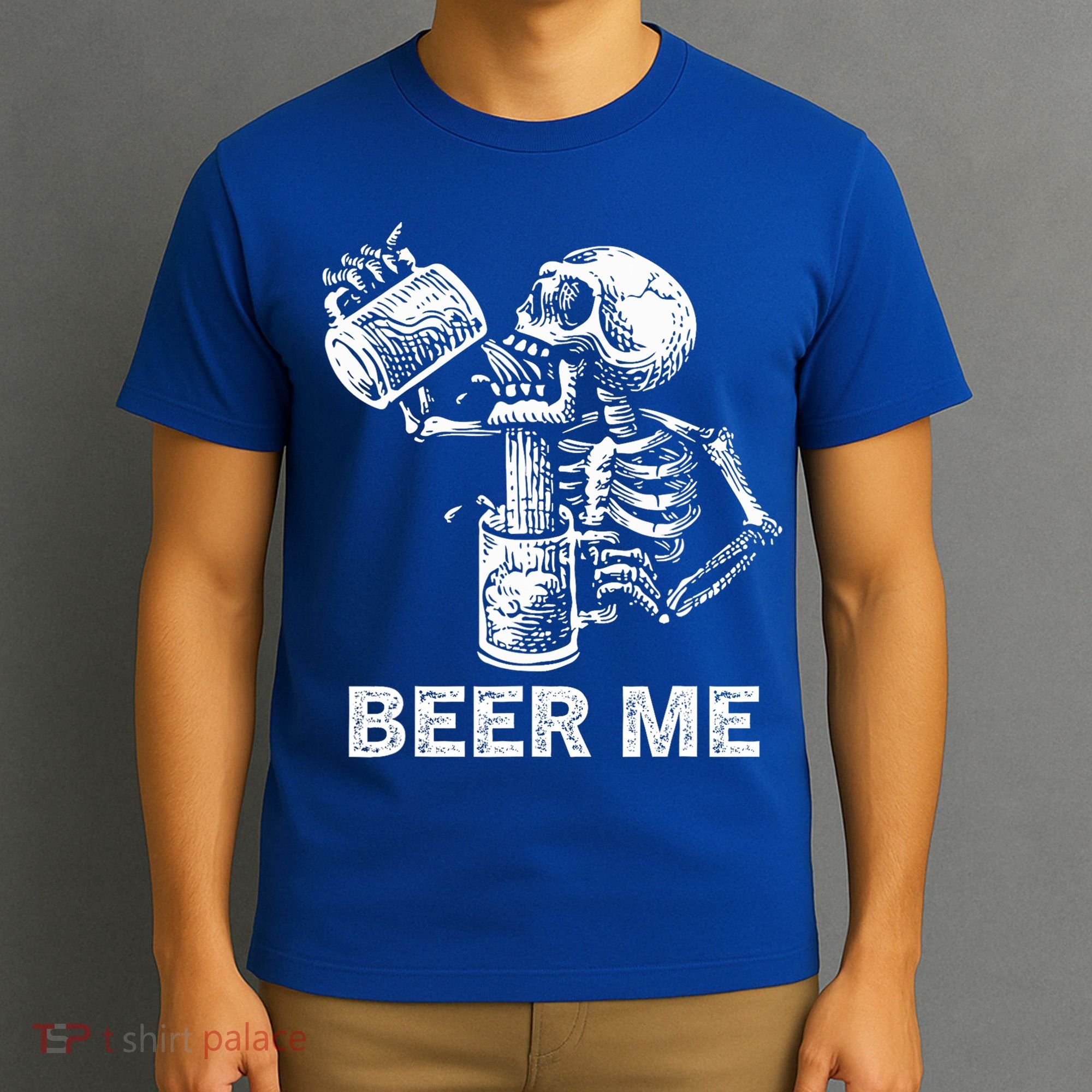 Beer Me Skeleton Scary Spooky Drinking  T-Shirt