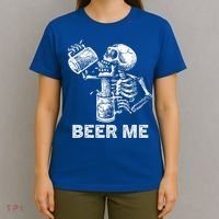 Beer Me Skeleton Scary Spooky Drinking  T-Shirt thumb 4