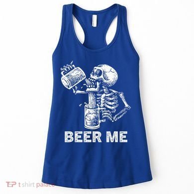 Beer Me Skeleton Scary Spooky Drinking  Women's Tank Top