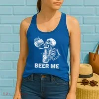 Beer Me Skeleton Scary Spooky Drinking  Women's Tank Top thumb 2
