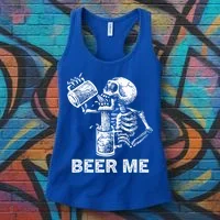 Beer Me Skeleton Scary Spooky Drinking  Women's Tank Top thumb 3