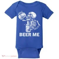Beer Me Skeleton Scary Spooky Drinking  Baby Bodysuit thumb 0