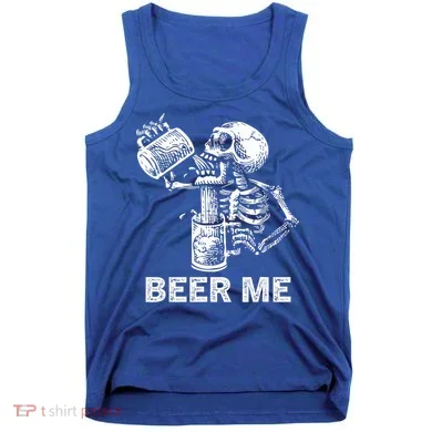 Beer Me Skeleton Scary Spooky Drinking Tank Top