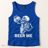 Beer Me Skeleton Scary Spooky Drinking  Tank Top thumb 2