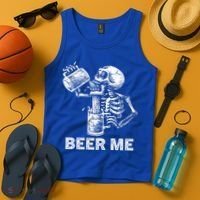 Beer Me Skeleton Scary Spooky Drinking  Tank Top thumb 4