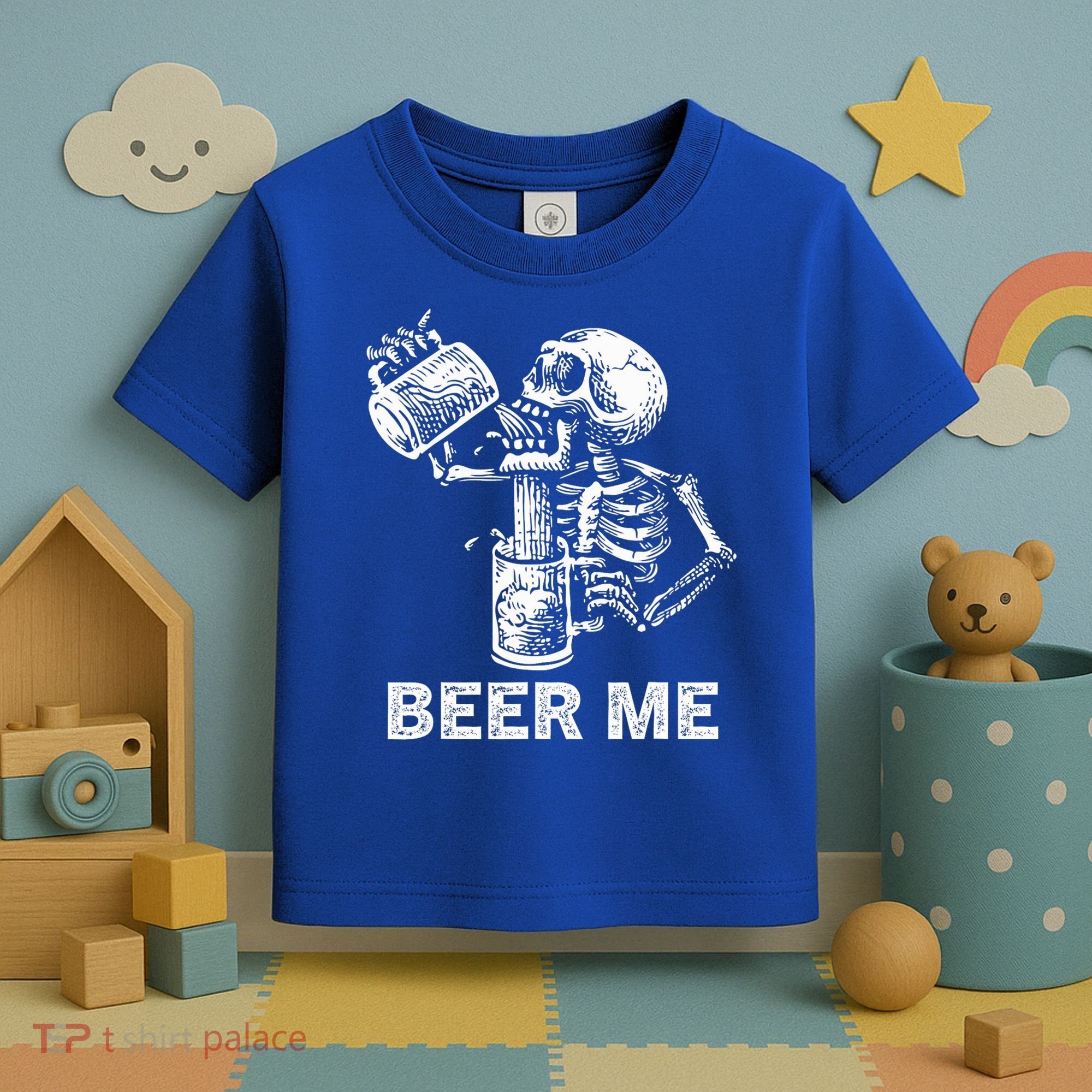 Beer Me Skeleton Scary Spooky Drinking  Toddler T-Shirt