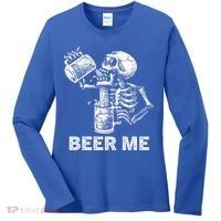 Beer Me Skeleton Scary Spooky Drinking  Women's Long Sleeve Shirt thumb 0
