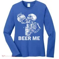 Beer Me Skeleton Scary Spooky Drinking  Women's Long Sleeve Shirt thumb 0