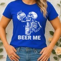 Beer Me Skeleton Scary Spooky Drinking  Women's T-Shirt thumb 2