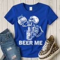 Beer Me Skeleton Scary Spooky Drinking  Women's T-Shirt thumb 3