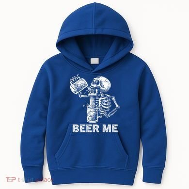 Beer Me Skeleton Scary Spooky Drinking  Kids Hoodie