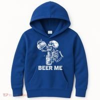 Beer Me Skeleton Scary Spooky Drinking  Kids Hoodie thumb 0