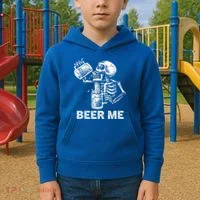 Beer Me Skeleton Scary Spooky Drinking  Kids Hoodie thumb 2