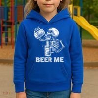 Beer Me Skeleton Scary Spooky Drinking  Kids Hoodie thumb 3
