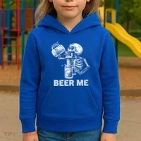 Beer Me Skeleton Scary Spooky Drinking  Kids Hoodie thumb 3