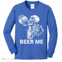 Beer Me Skeleton Scary Spooky Drinking  Kids Long Sleeve Shirt thumb 0