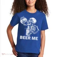 Beer Me Skeleton Scary Spooky Drinking  Kids T-Shirt thumb 2
