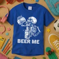 Beer Me Skeleton Scary Spooky Drinking  Kids T-Shirt thumb 3