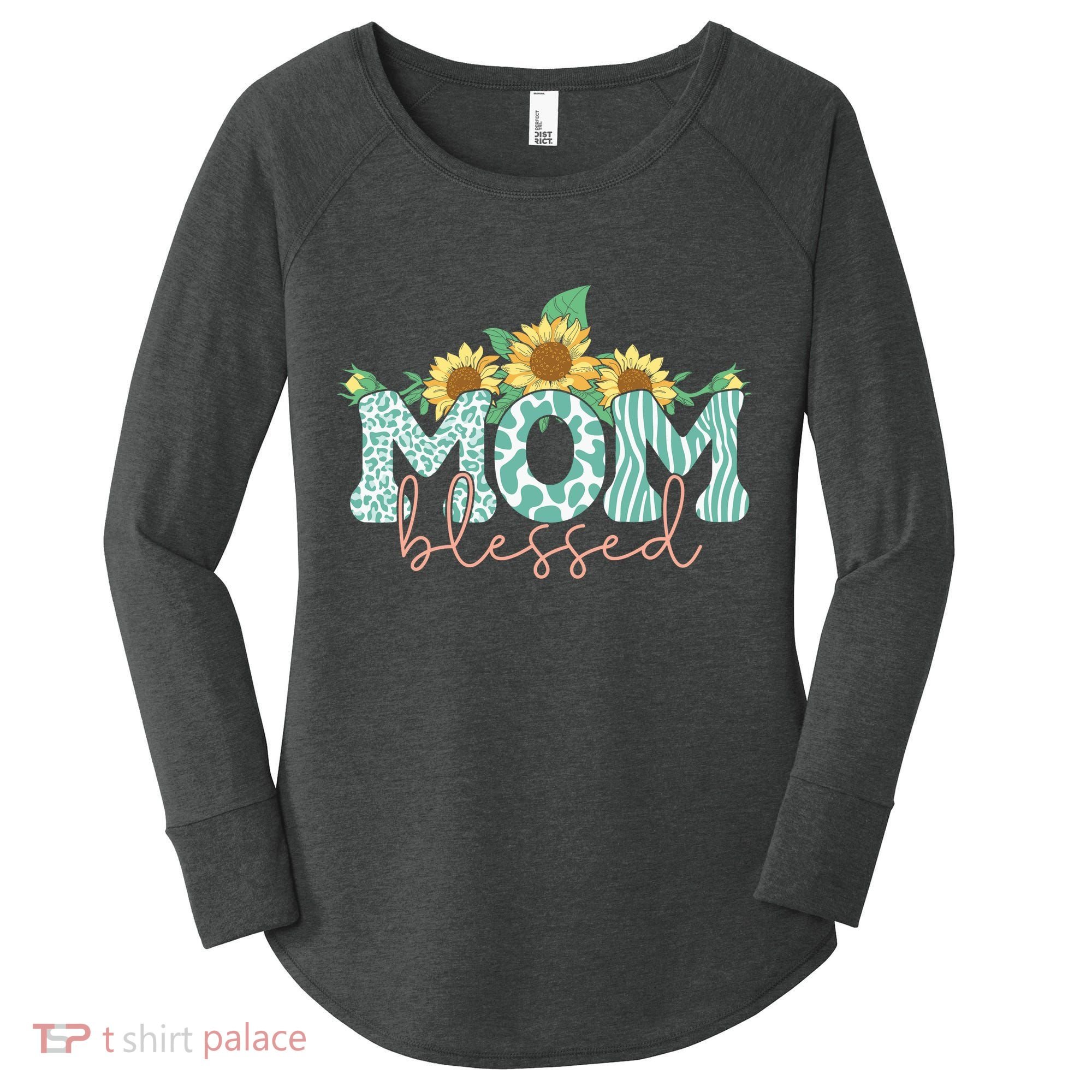 Blessed Mom Sunflower Cute Women's Perfect Tri Tunic Long Sleeve Shirt