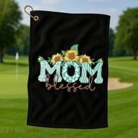 Blessed Mom Sunflower Cute Golf Towel thumb 1