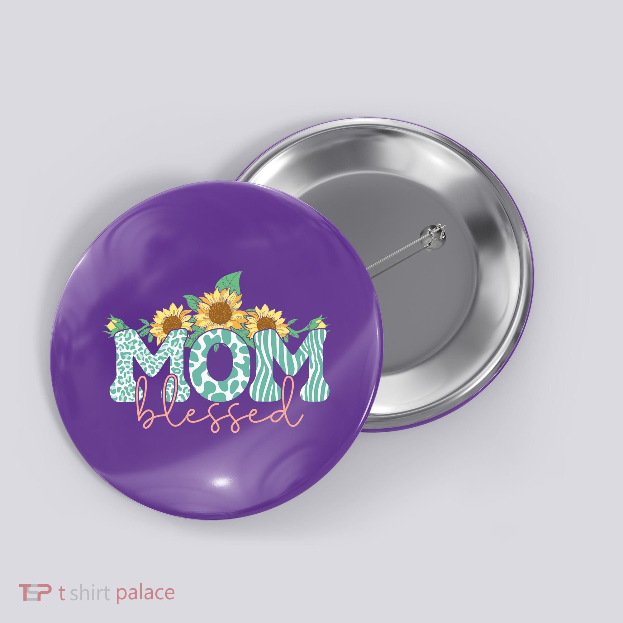 Blessed Mom Sunflower Cute Button