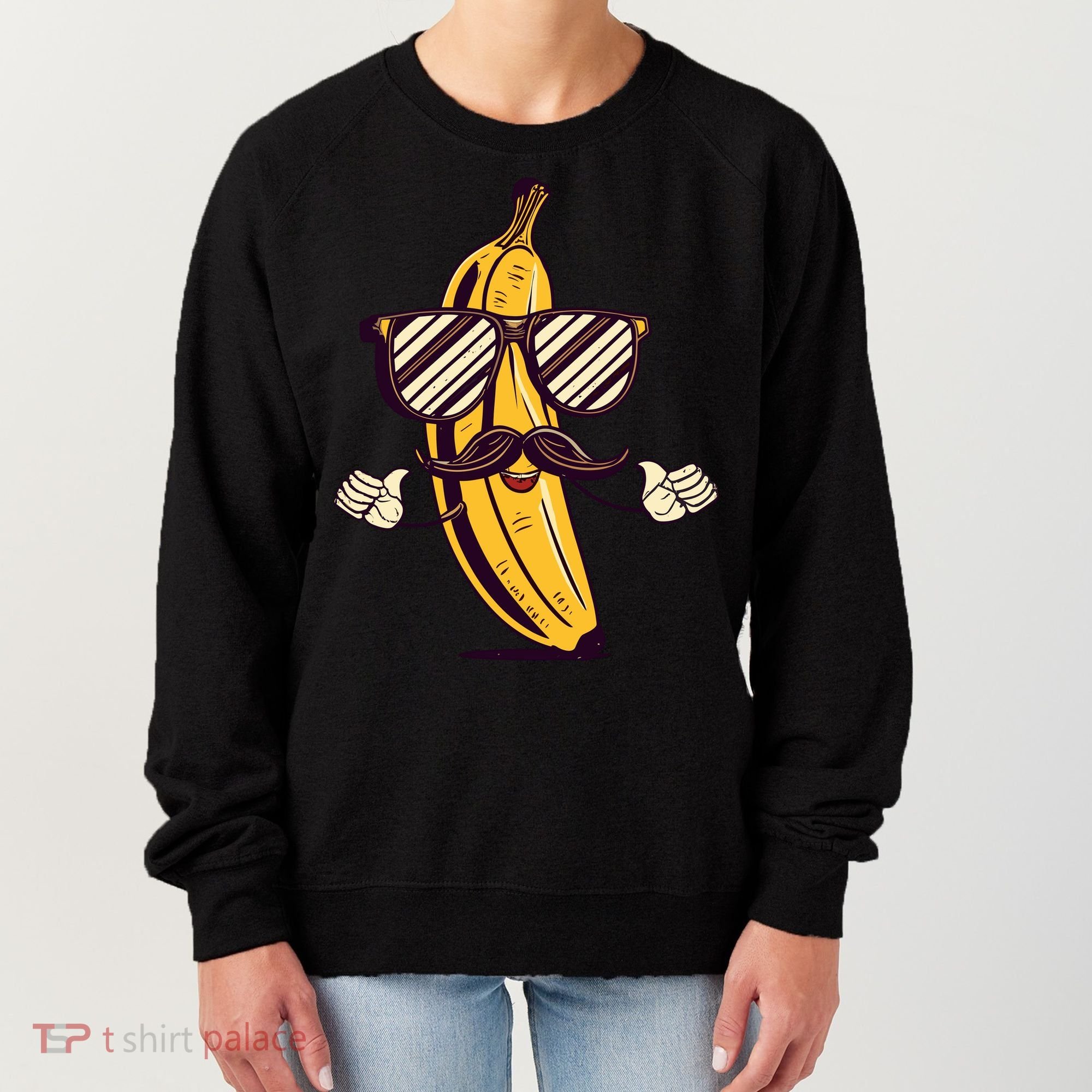 Banana Mustache Sunglasses Face Funny Fruit Cool Banana Gift Women's Sweatshirt