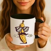 Banana Mustache Sunglasses Face Funny Fruit Cool Banana Gift Coffee Mug thumb 3