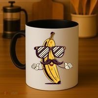 Banana Mustache Sunglasses Face Funny Fruit Cool Banana Gift Coffee Mug thumb 4