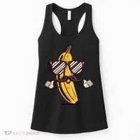 Banana Mustache Sunglasses Face Funny Fruit Cool Banana Gift Women's Tank Top thumb 0