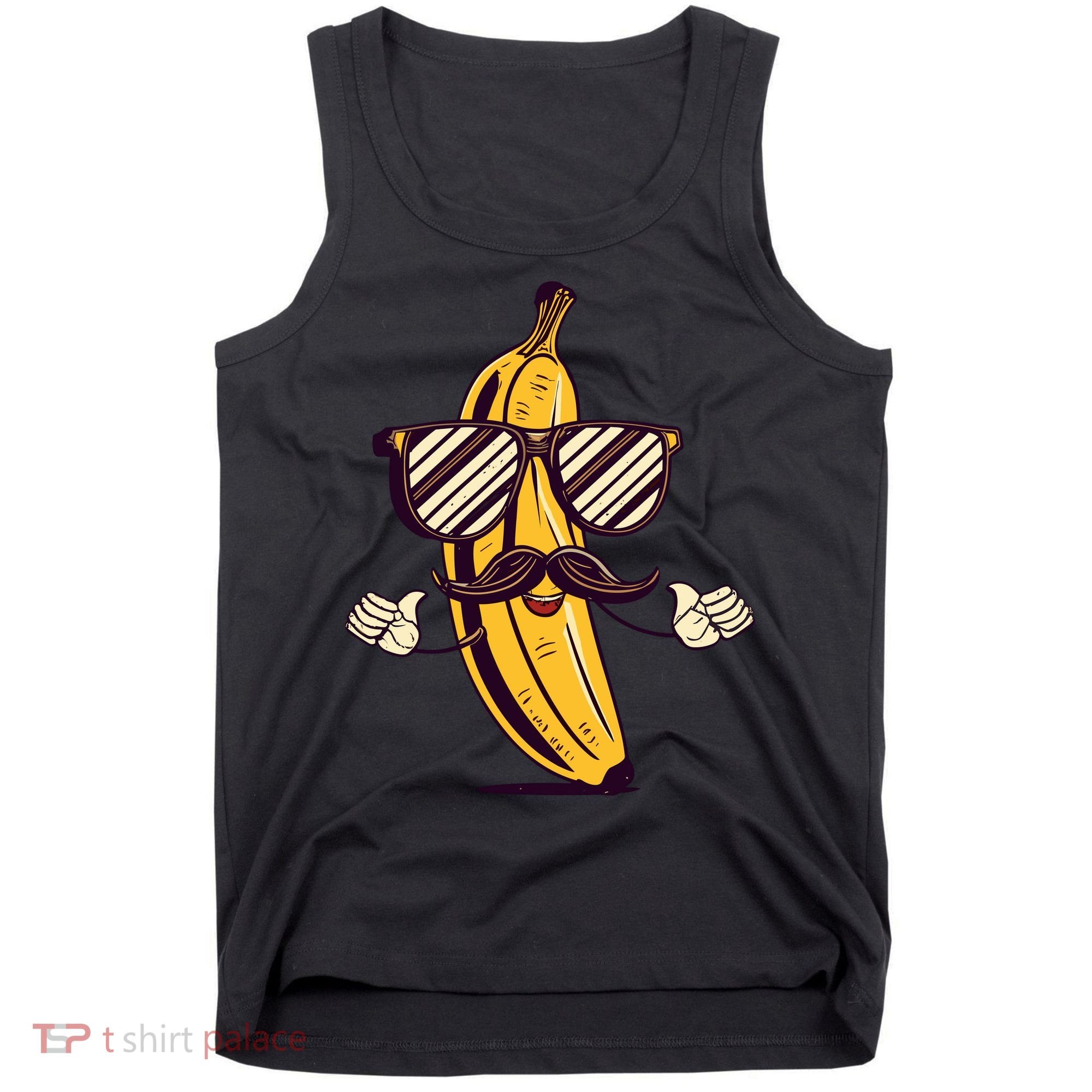 Banana Mustache Sunglasses Face Funny Fruit Cool Banana Gift Tank Top