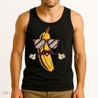 Banana Mustache Sunglasses Face Funny Fruit Cool Banana Gift Tank Top thumb 3