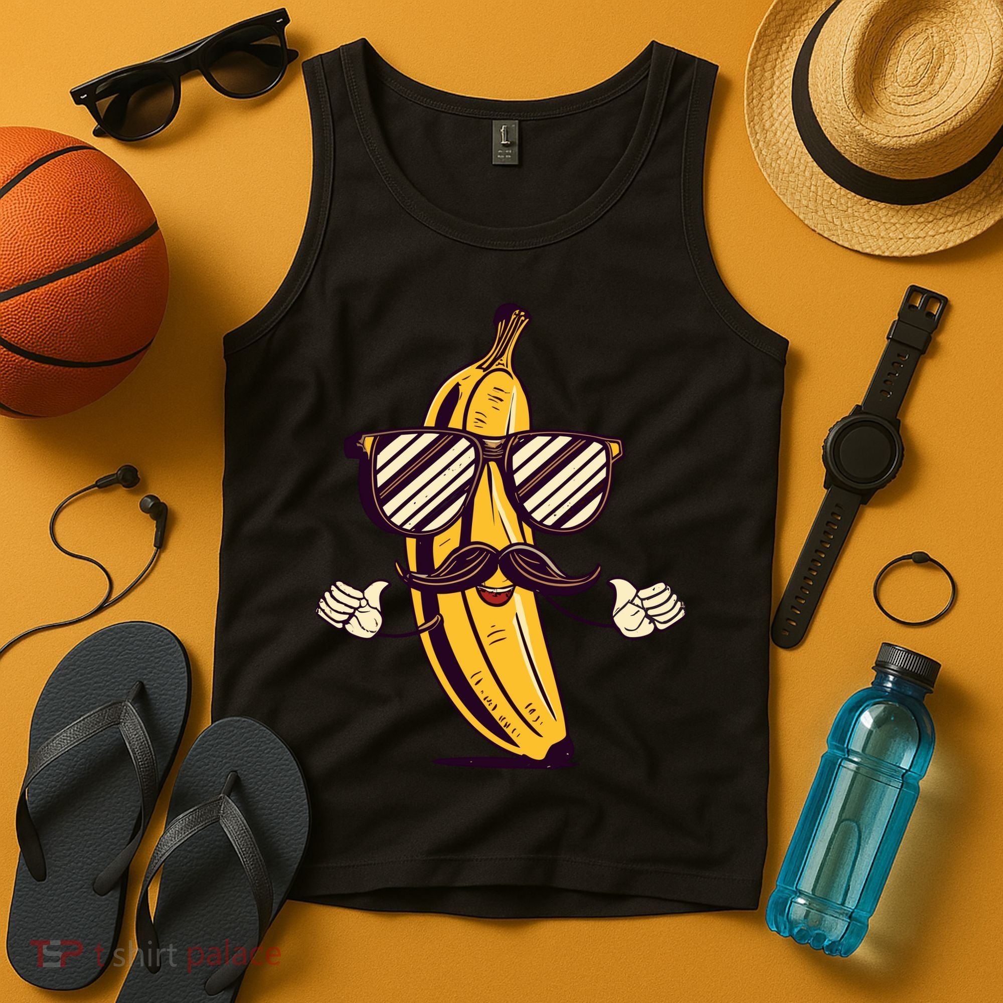 Banana Mustache Sunglasses Face Funny Fruit Cool Banana Gift Tank Top