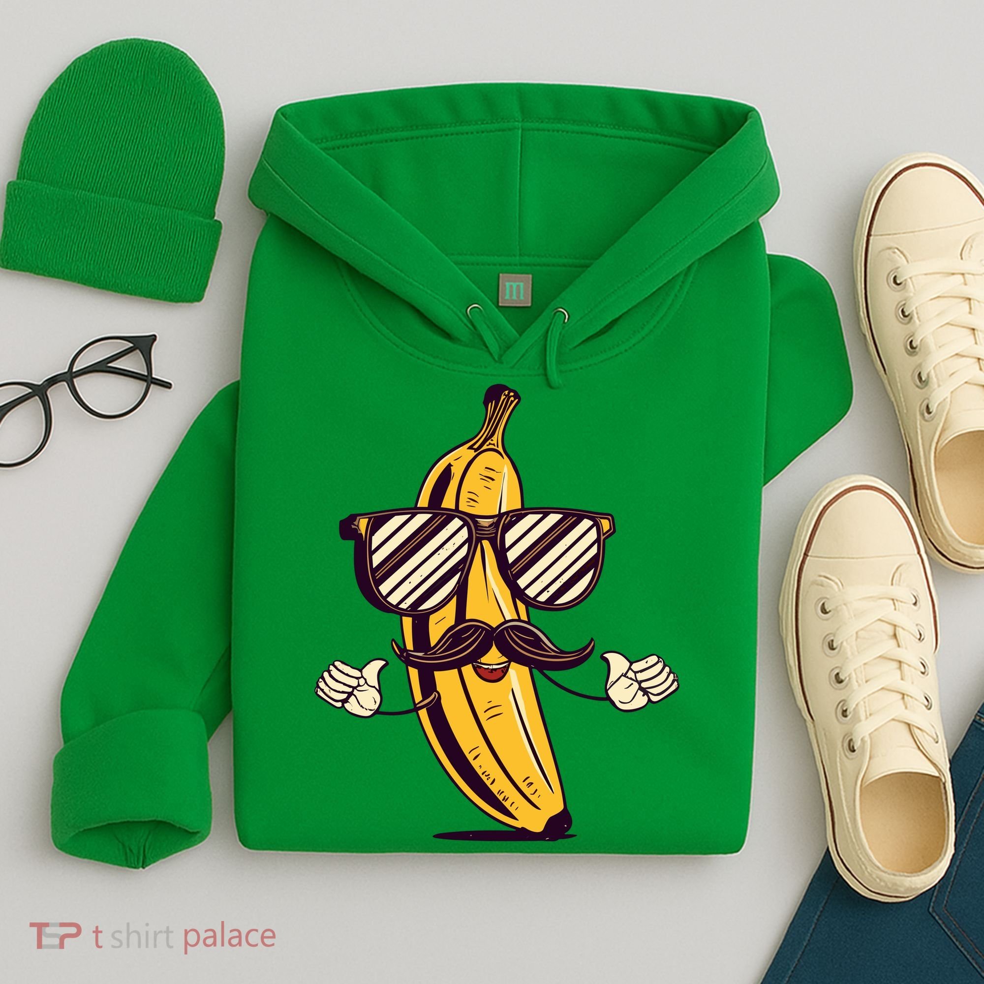 Banana Mustache Sunglasses Face Funny Fruit Cool Banana Gift Hoodie