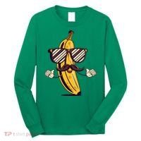 Banana Mustache Sunglasses Face Funny Fruit Cool Banana Gift Long Sleeve Shirt thumb 0