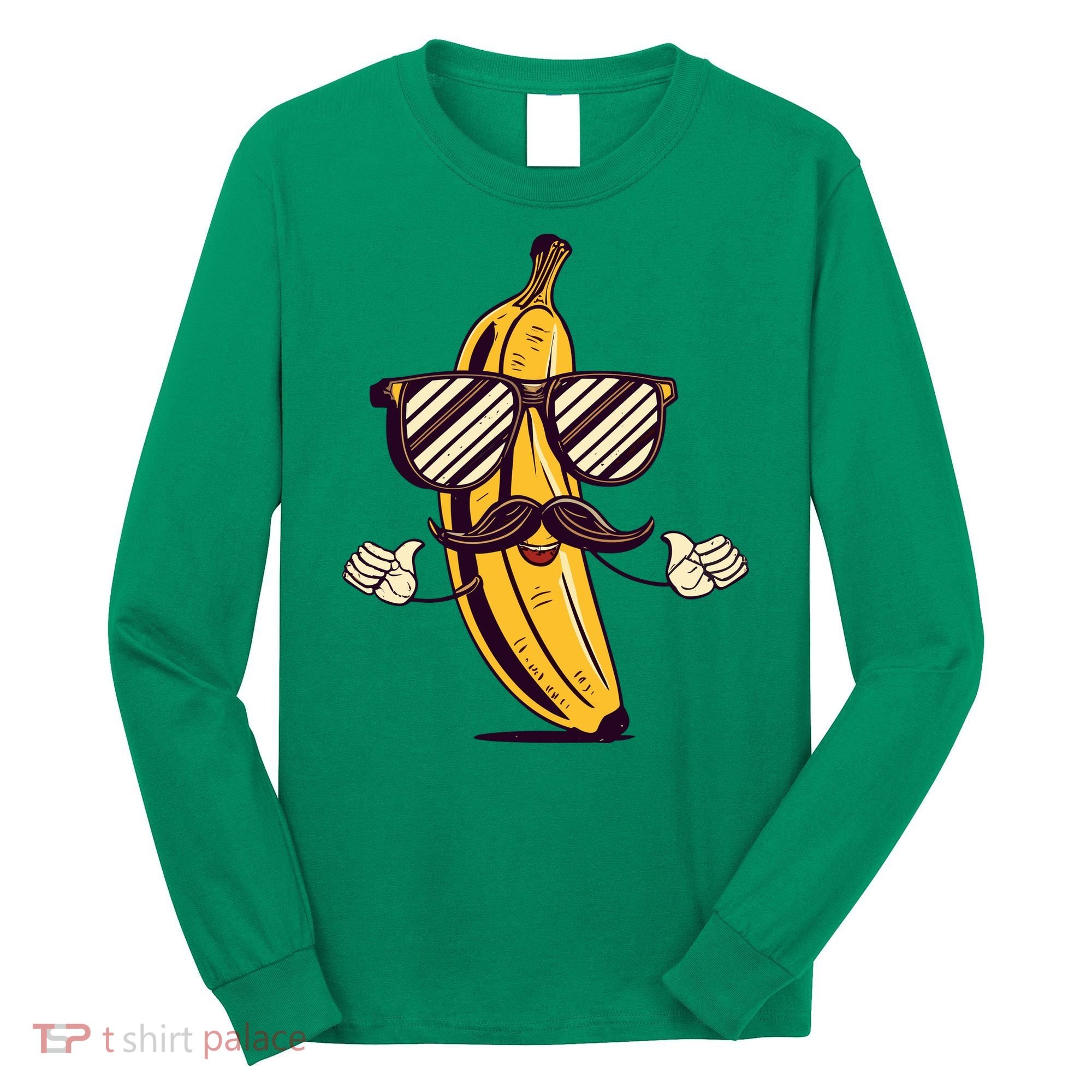 Banana Mustache Sunglasses Face Funny Fruit Cool Banana Gift Long Sleeve Shirt
