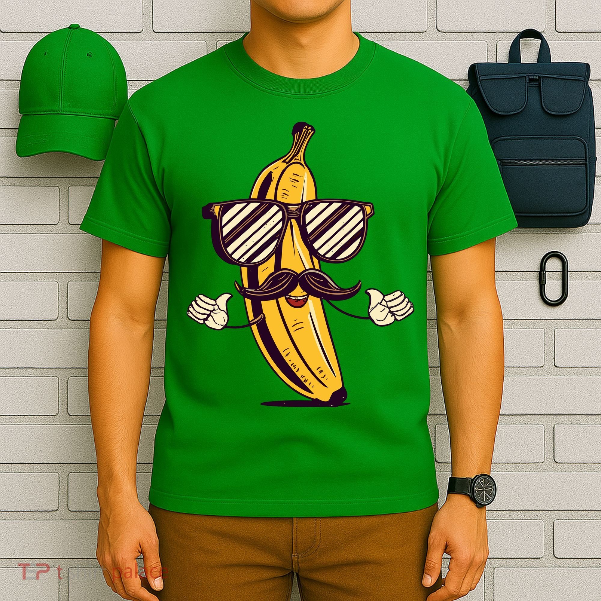 Banana Mustache Sunglasses Face Funny Fruit Cool Banana Gift T-Shirt