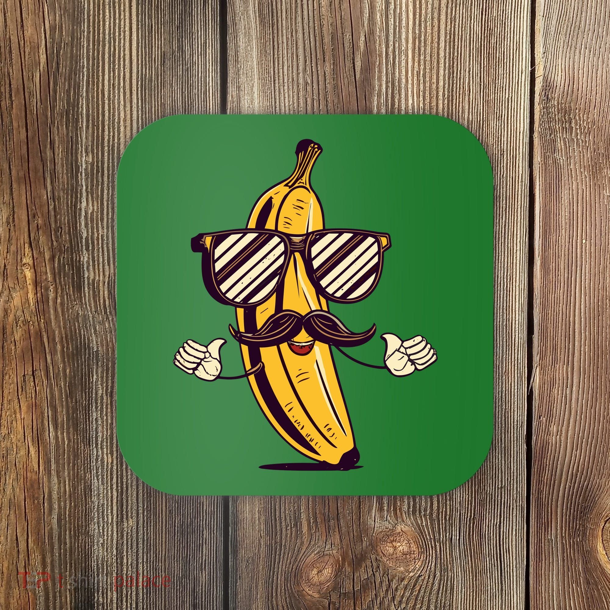 Banana Mustache Sunglasses Face Funny Fruit Cool Banana Gift Coaster
