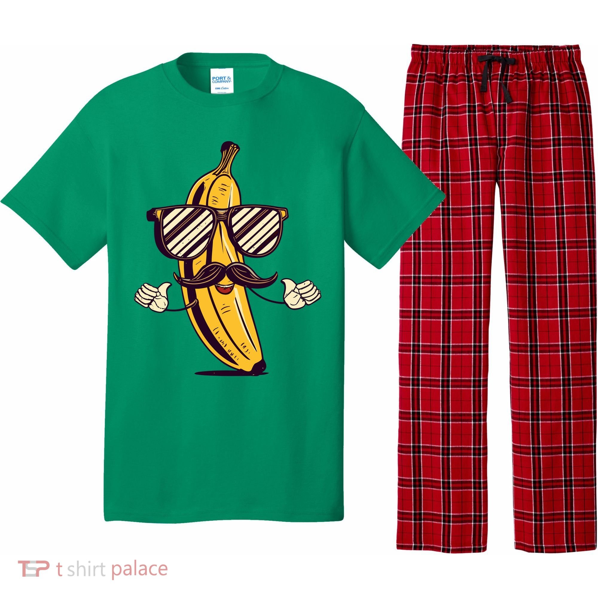 Banana Mustache Sunglasses Face Funny Fruit Cool Banana Gift Pajama Set