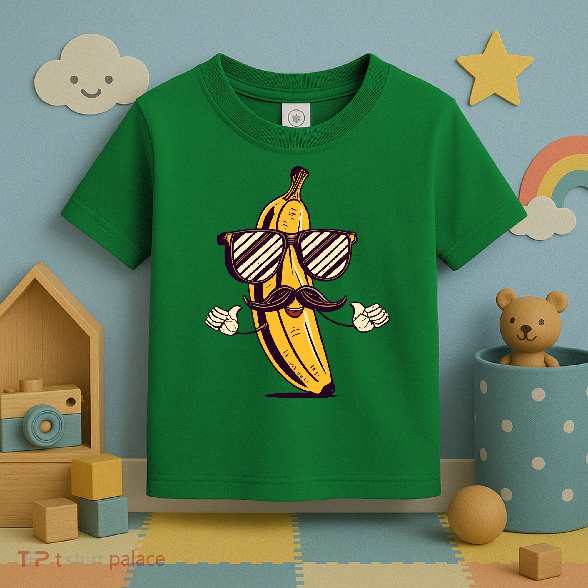 Banana Mustache Sunglasses Face Funny Fruit Cool Banana Gift Toddler T-Shirt