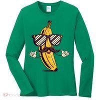 Banana Mustache Sunglasses Face Funny Fruit Cool Banana Gift Women's Long Sleeve Shirt thumb 0